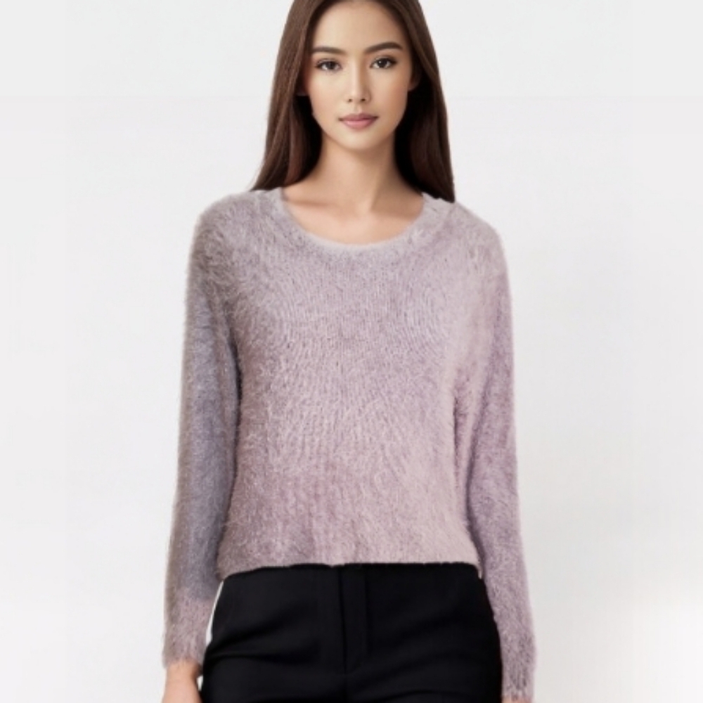 AS by DF Whisper gray fuzzy eyelash knit pull over sweater S